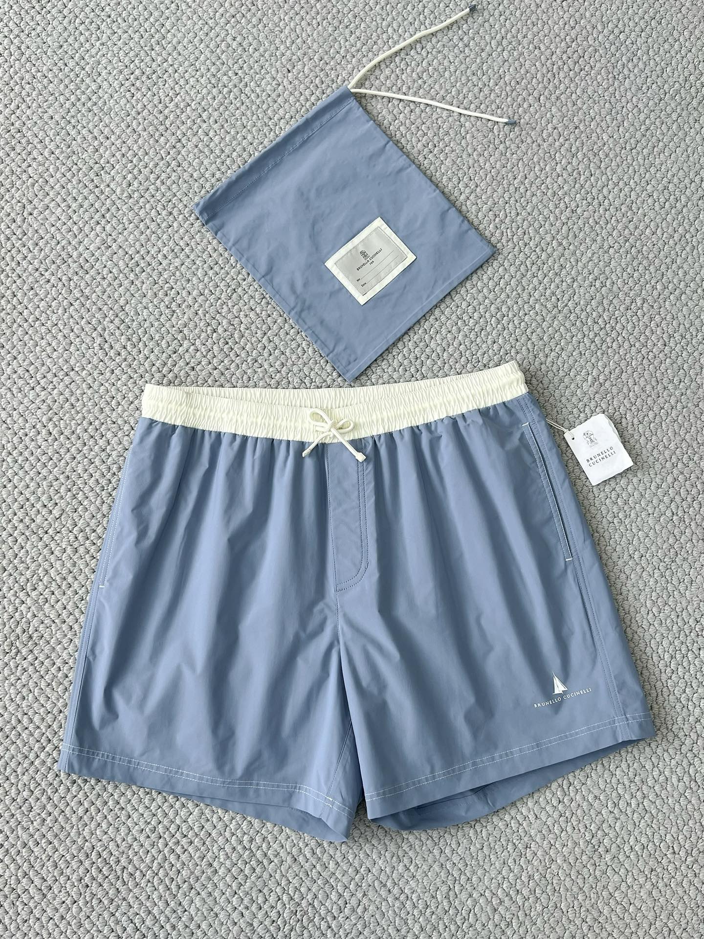 Brunello Cucinel! Straight-Leg Mid-Length Logo-Print Swim Short