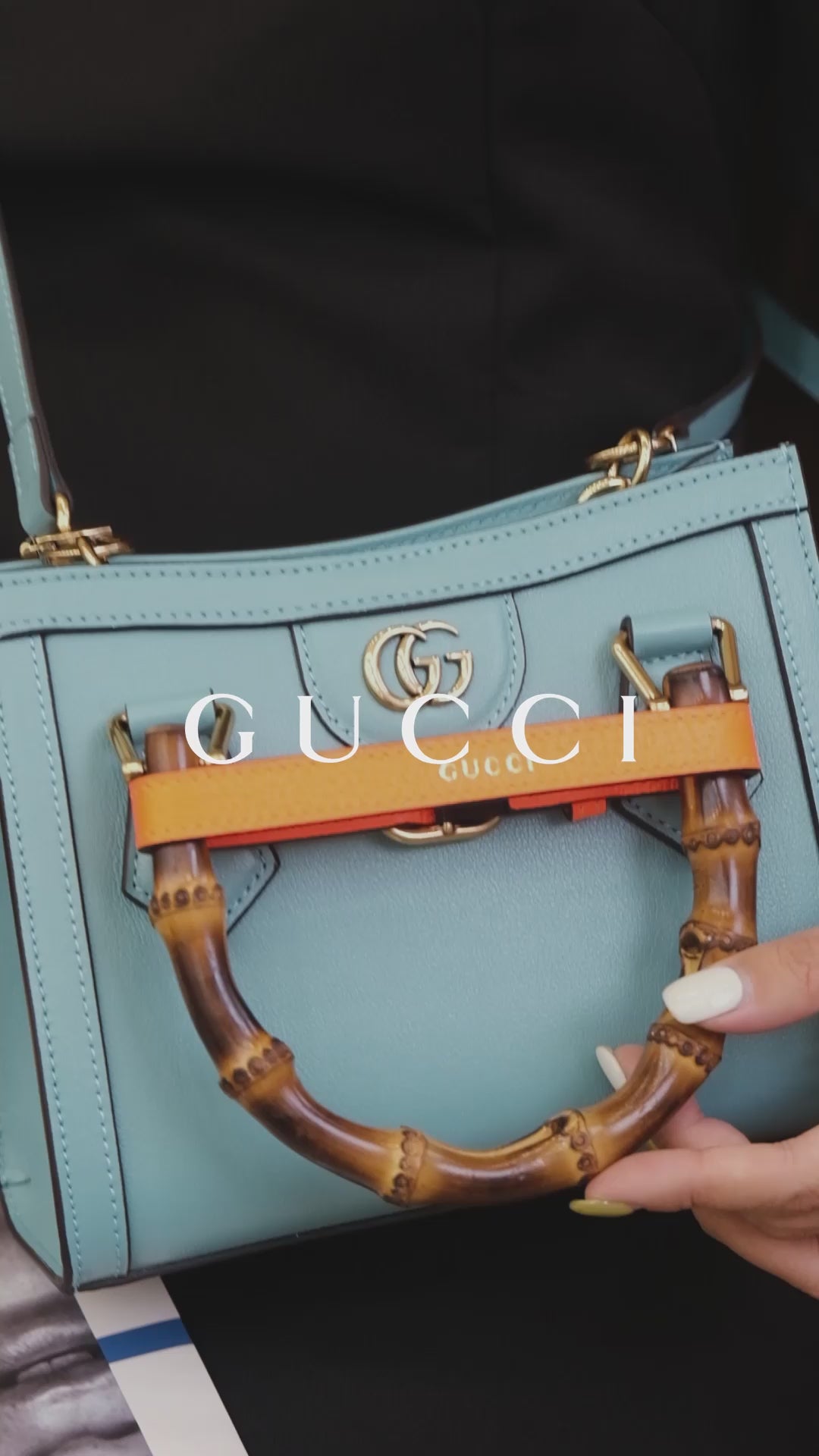 Petit sac fourre-tout Diana de Gucc ! en cuir bleu ciel foncé