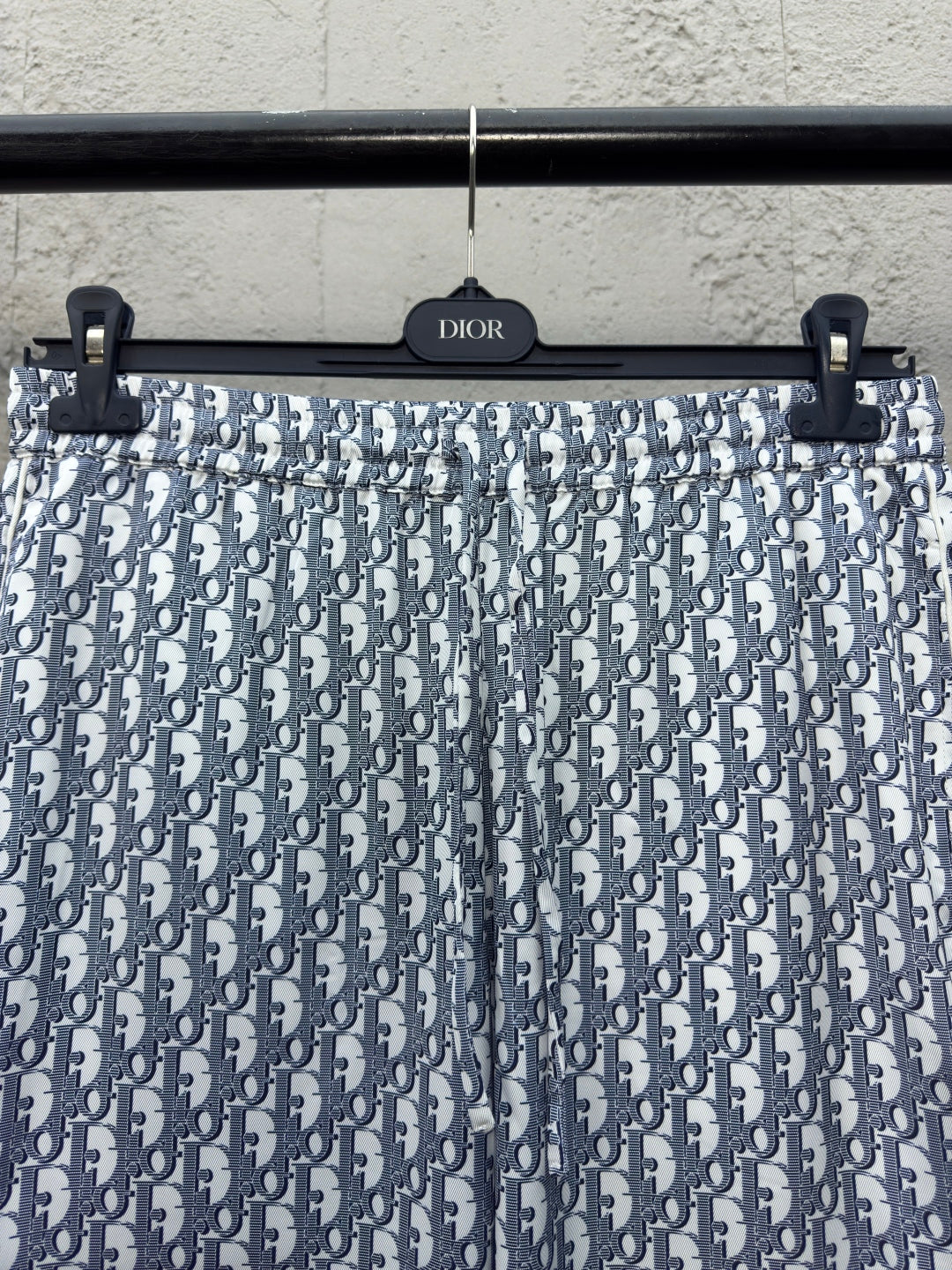 Pantalon imprimé monogramme Dio! en voile de mûrier blanc et bleu
