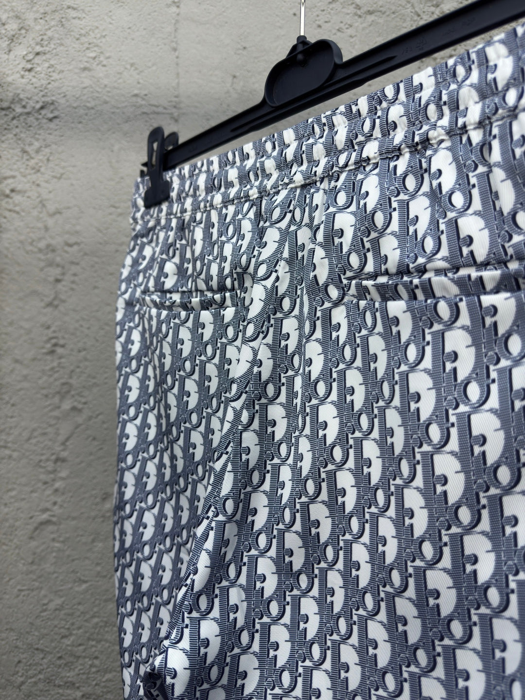 Pantalon imprimé monogramme Dio! en voile de mûrier blanc et bleu