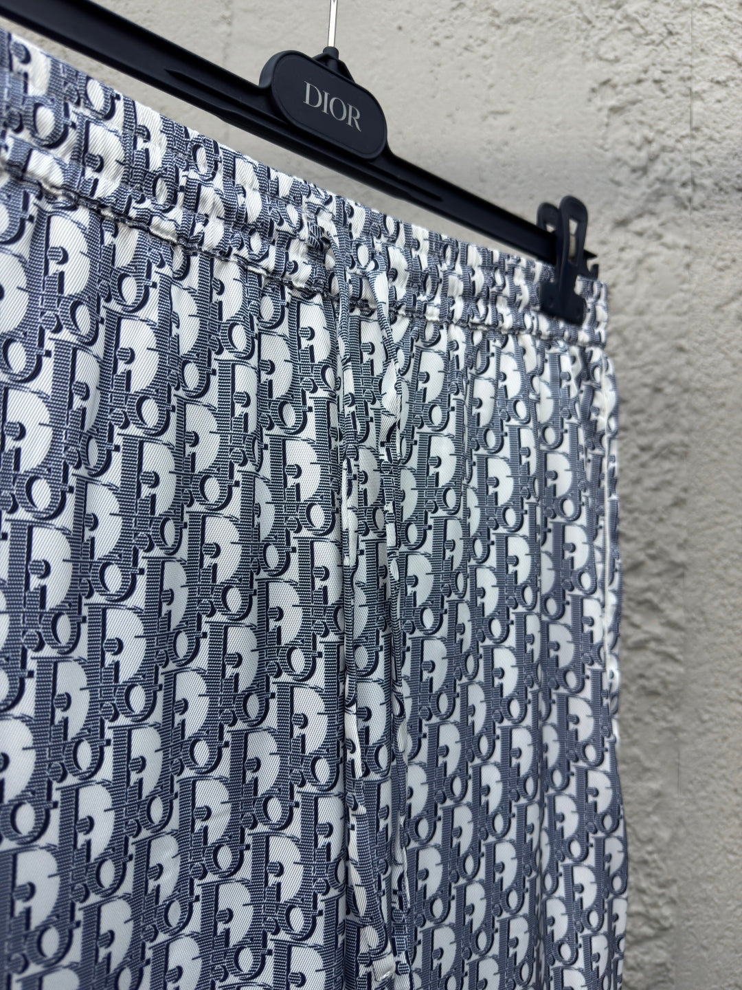 Pantalon imprimé monogramme Dio! en voile de mûrier blanc et bleu