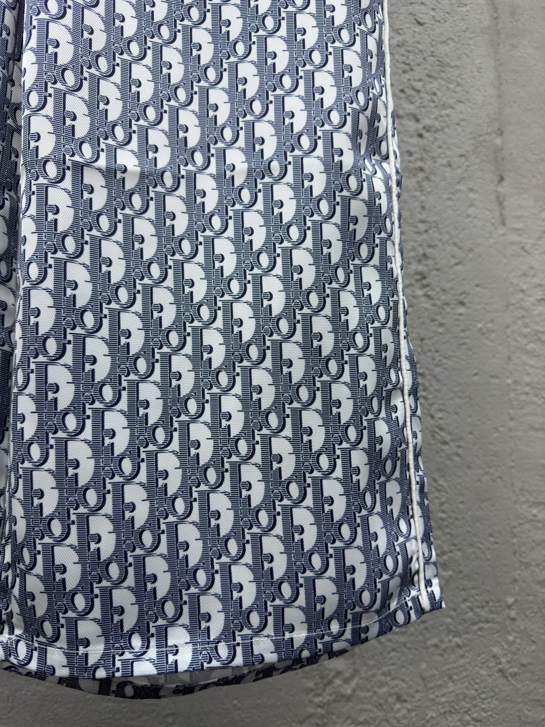 Pantalon imprimé monogramme Dio! en voile de mûrier blanc et bleu