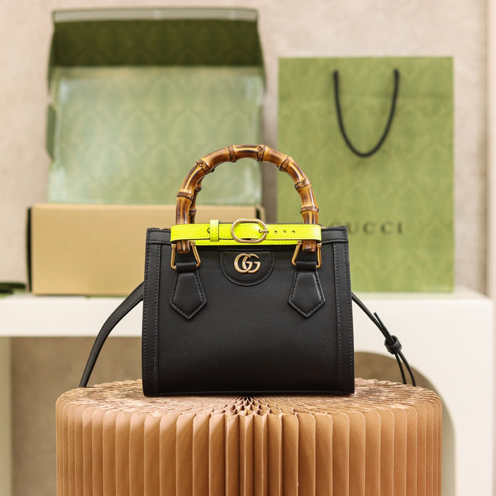 Gucc! Diana Small Tote Bag in Black Leather