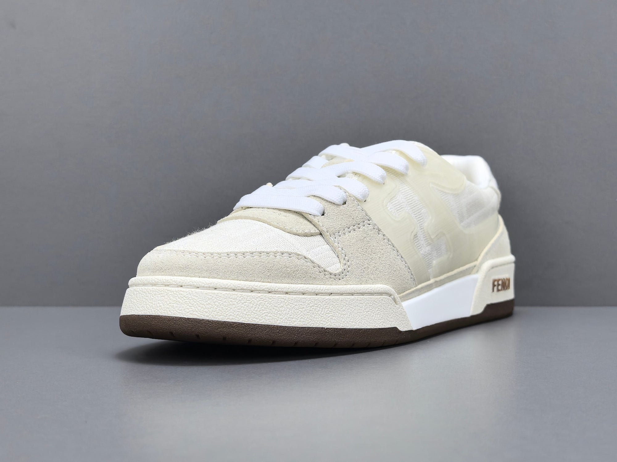 Fend! Match Sneakers FF Jacquard White Suede Fabric Low Tops
