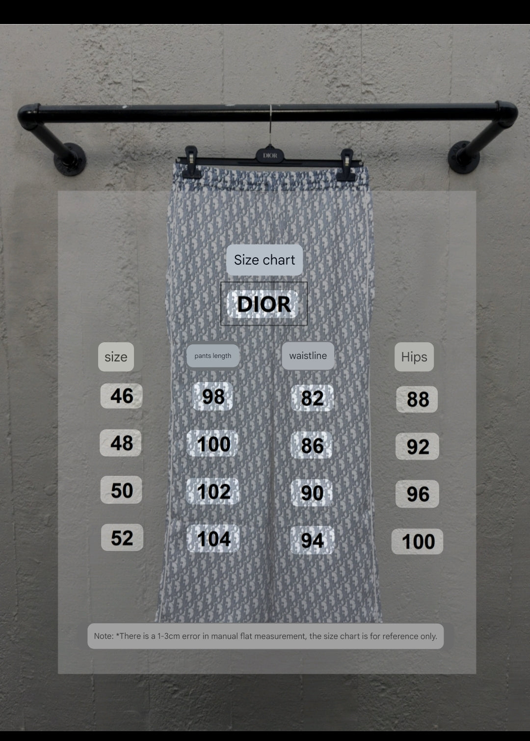 Pantalon imprimé monogramme Dio! en voile de mûrier blanc et bleu
