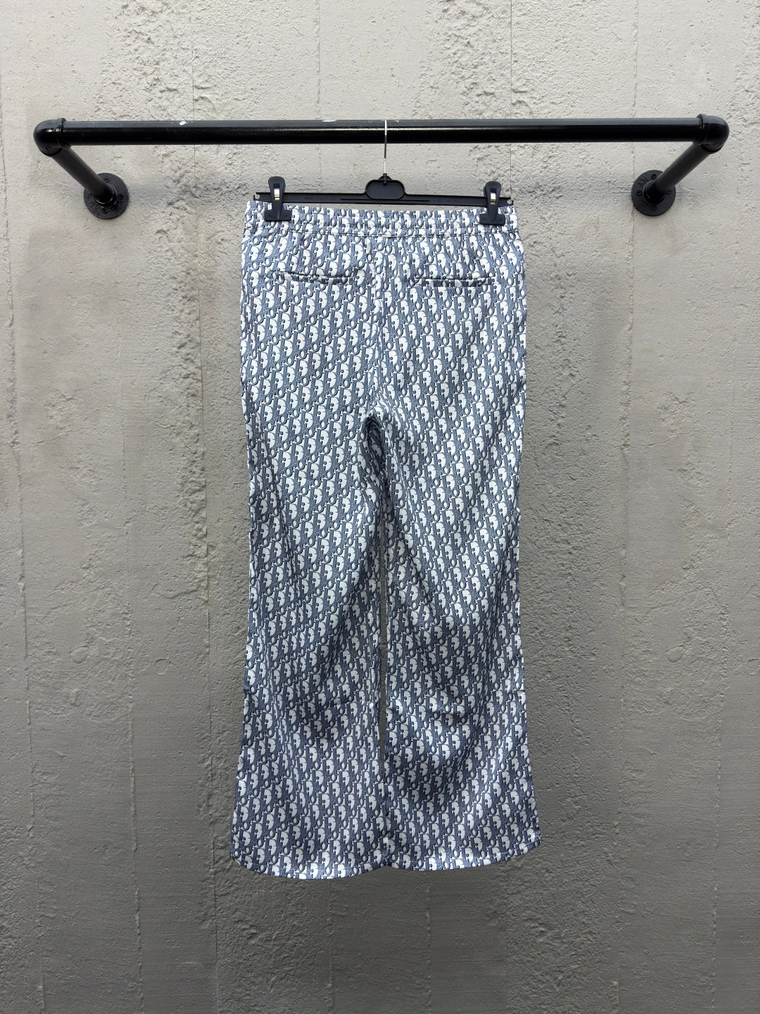 Pantalon imprimé monogramme Dio! en voile de mûrier blanc et bleu