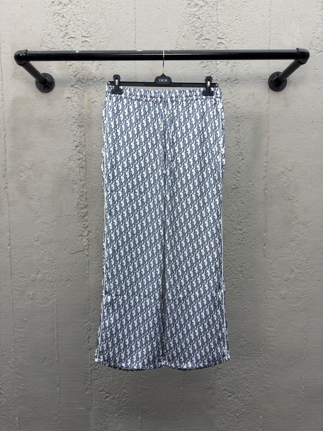 Pantalon imprimé monogramme Dio! en voile de mûrier blanc et bleu