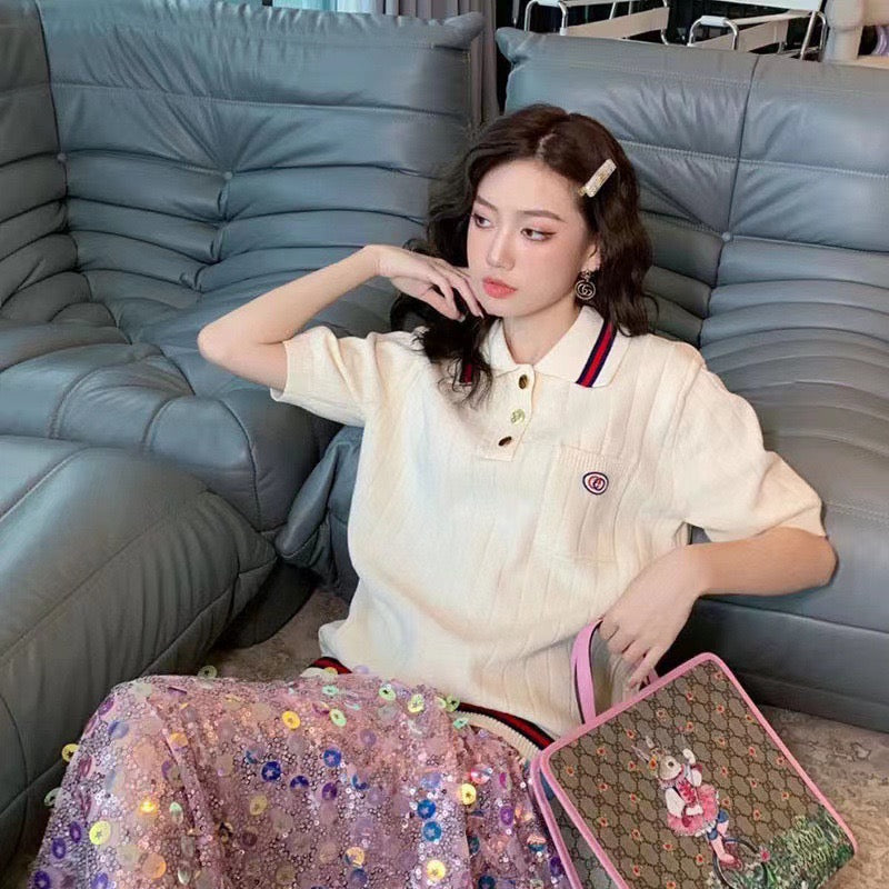 Polo en maille à rayures Web Gucci