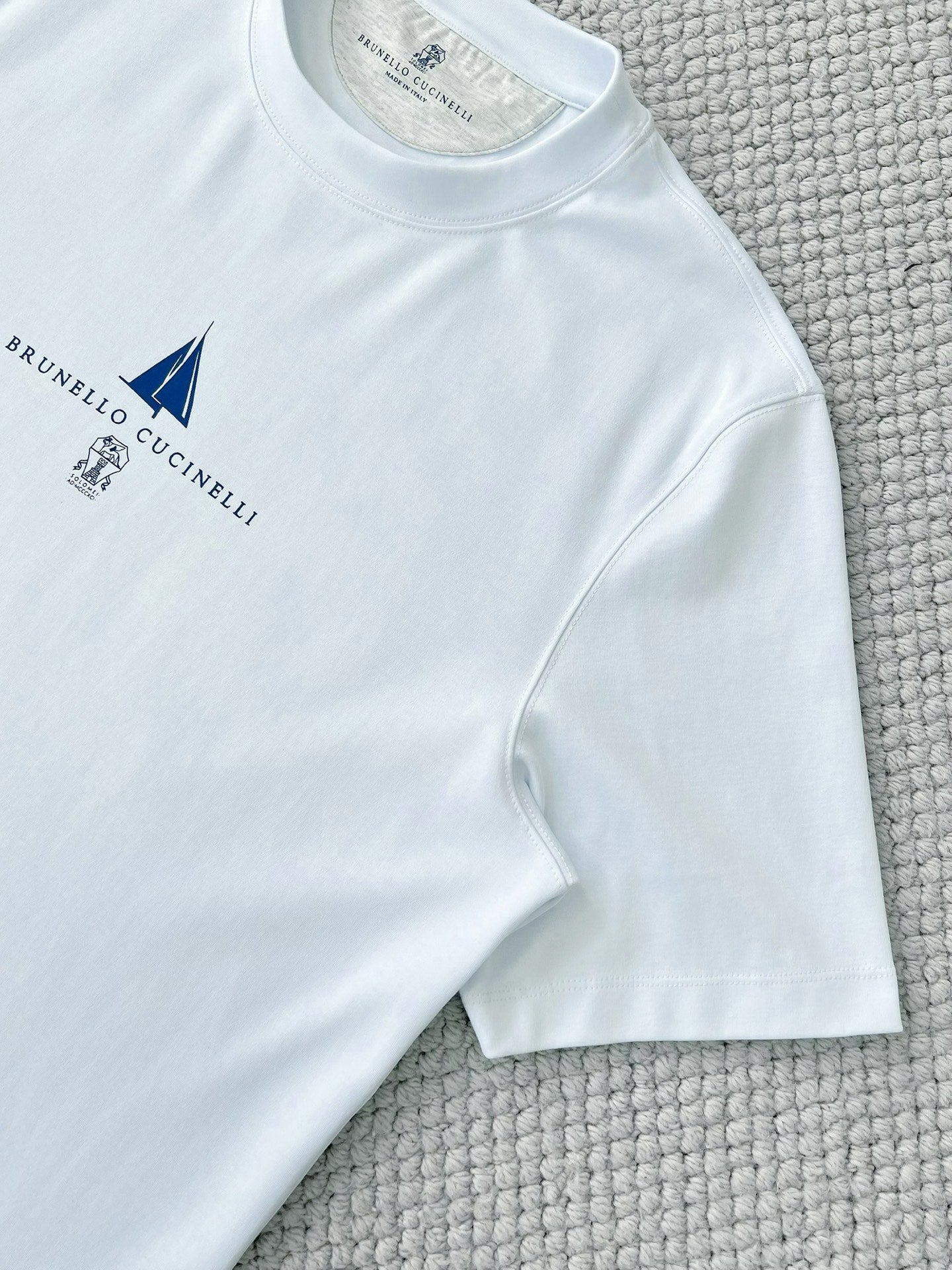 T-shirt à manches courtes en coton avec logo Brunello Cucinell!