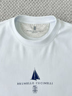 T-shirt à manches courtes en coton avec logo Brunello Cucinell!