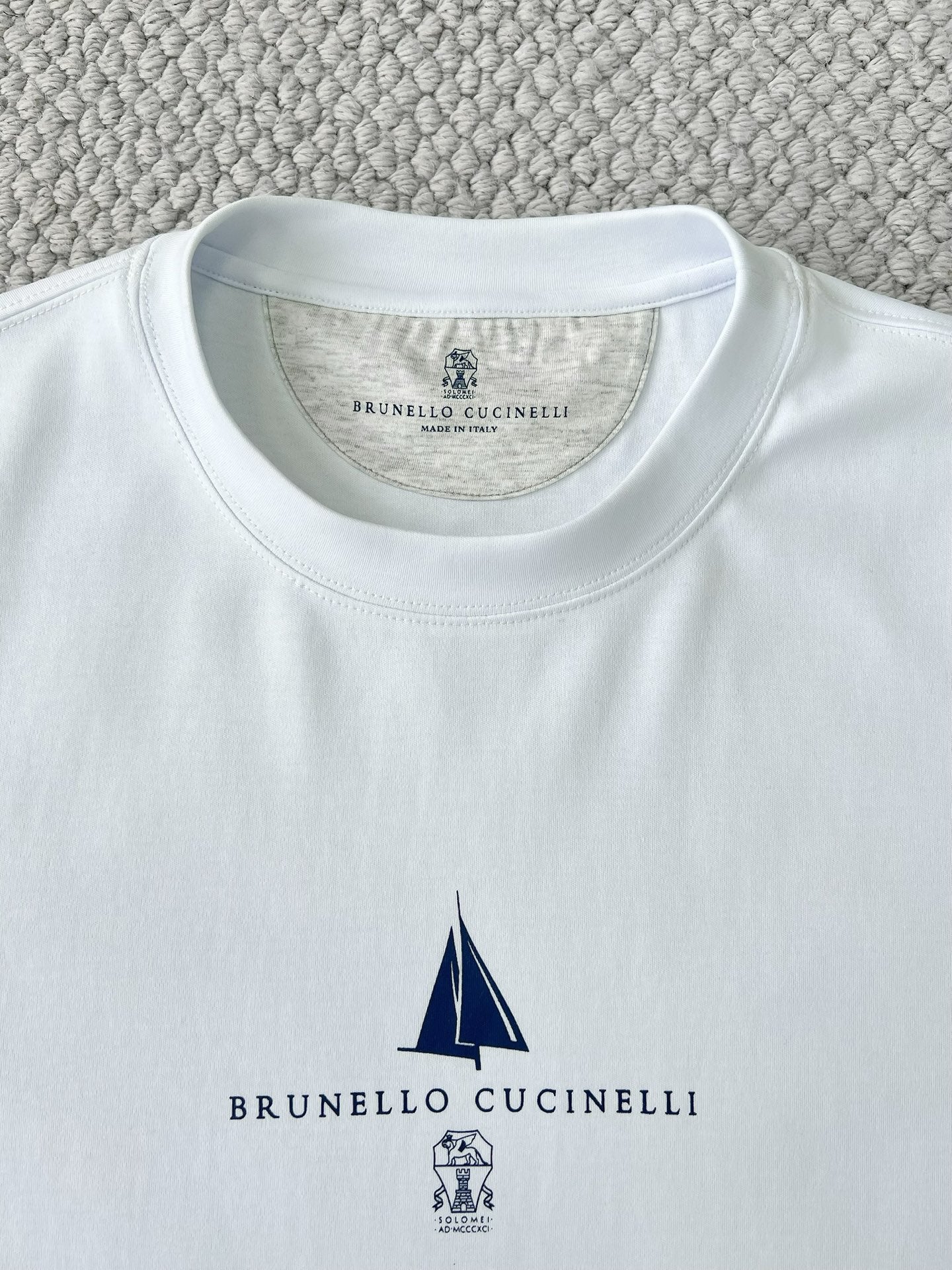 T-shirt à manches courtes en coton avec logo Brunello Cucinell!