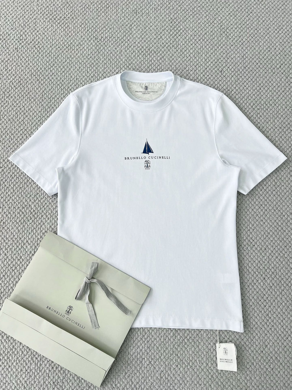 T-shirt à manches courtes en coton avec logo Brunello Cucinell!
