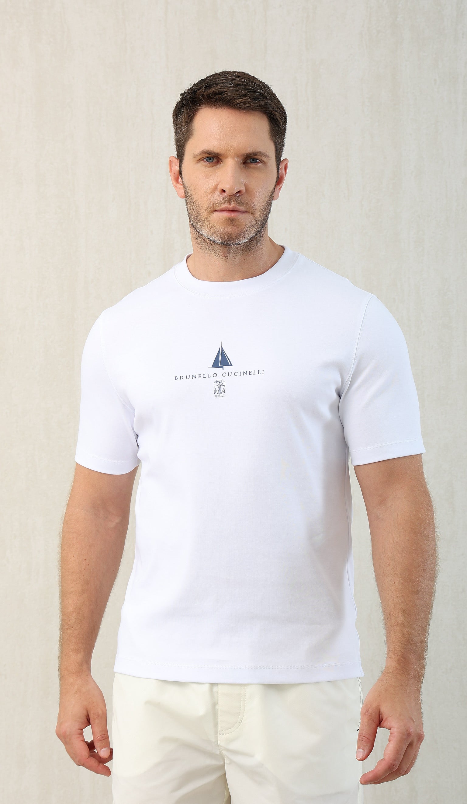 T-shirt à manches courtes en coton avec logo Brunello Cucinell!