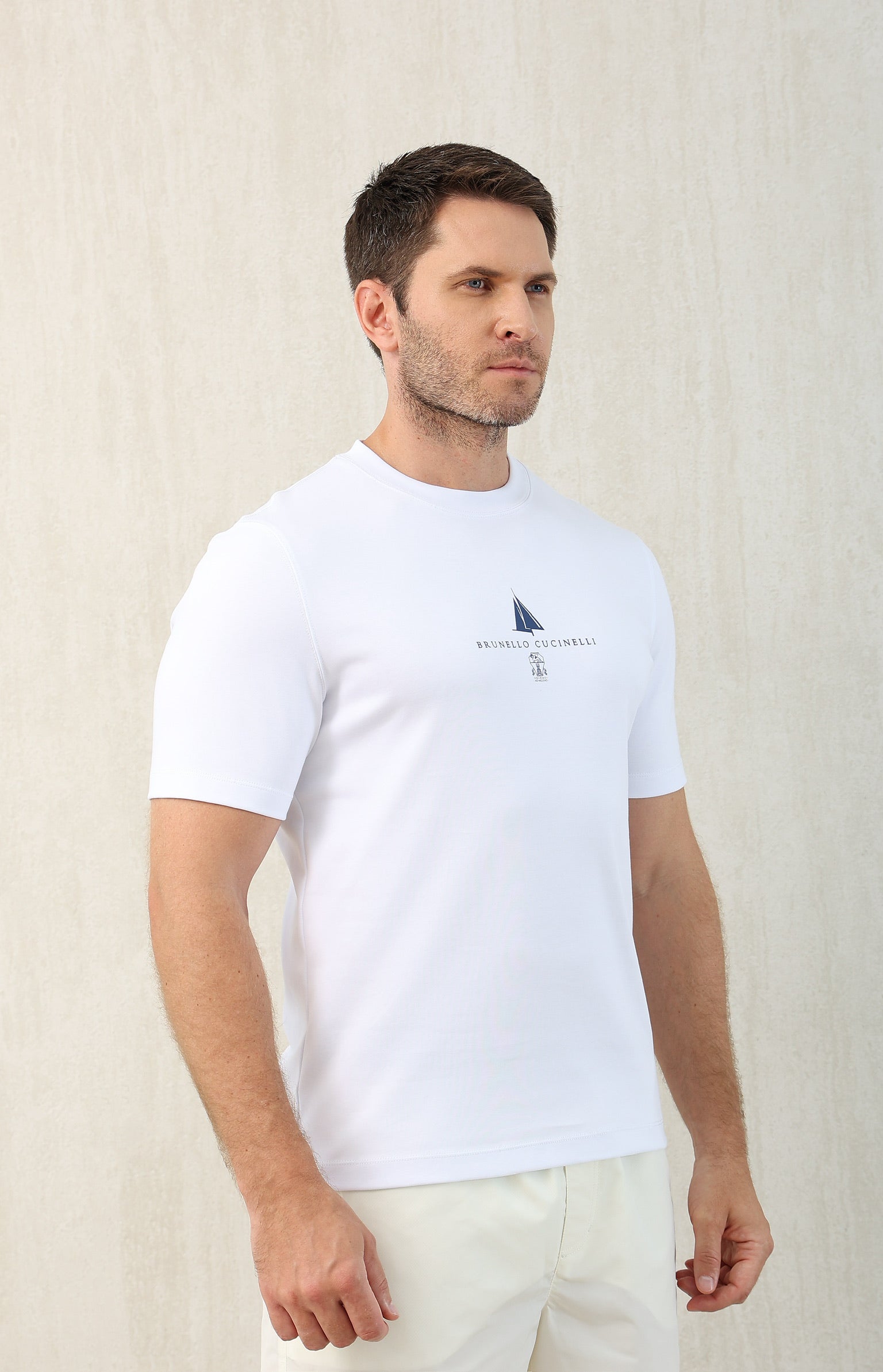 T-shirt à manches courtes en coton avec logo Brunello Cucinell!