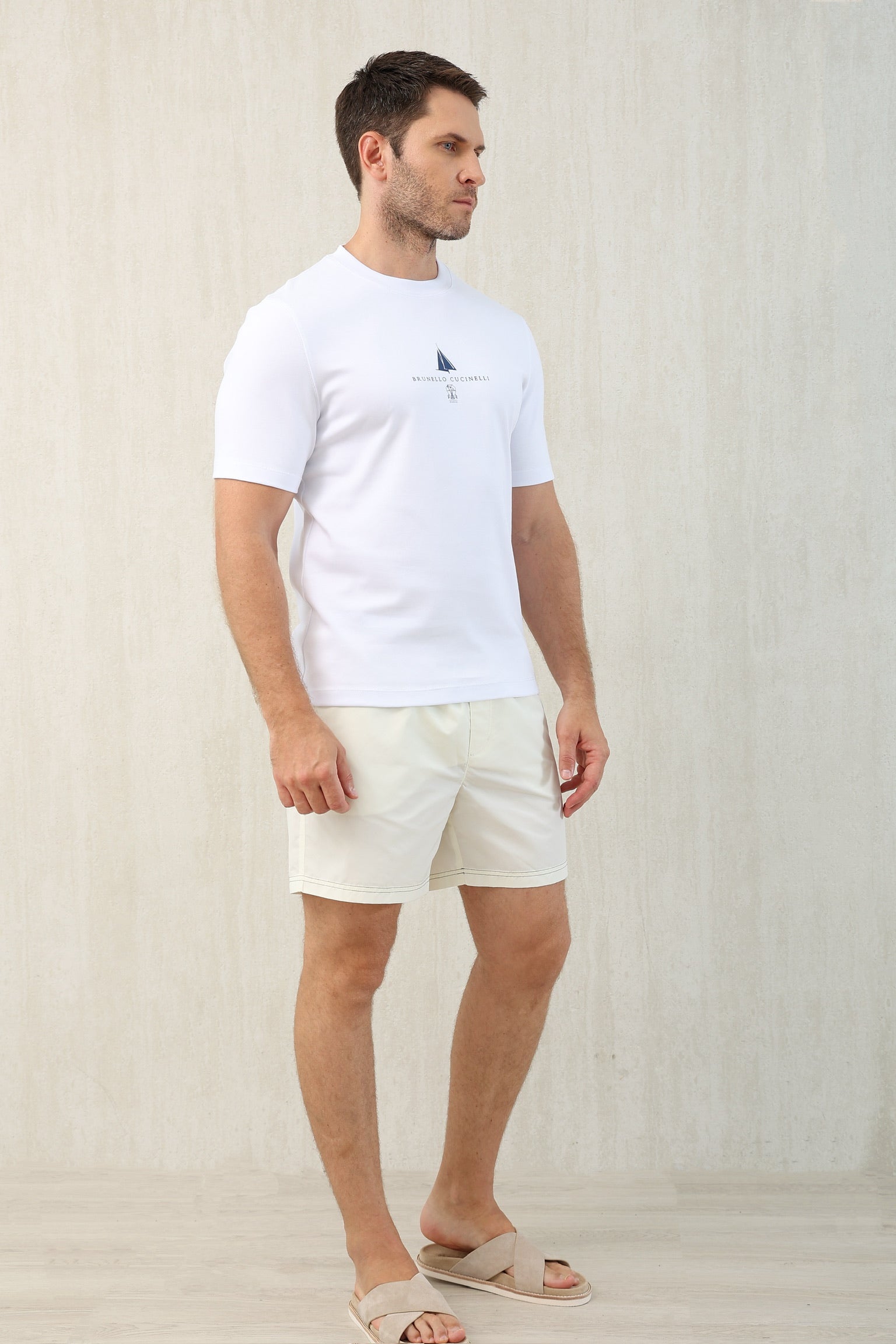 T-shirt à manches courtes en coton avec logo Brunello Cucinell!