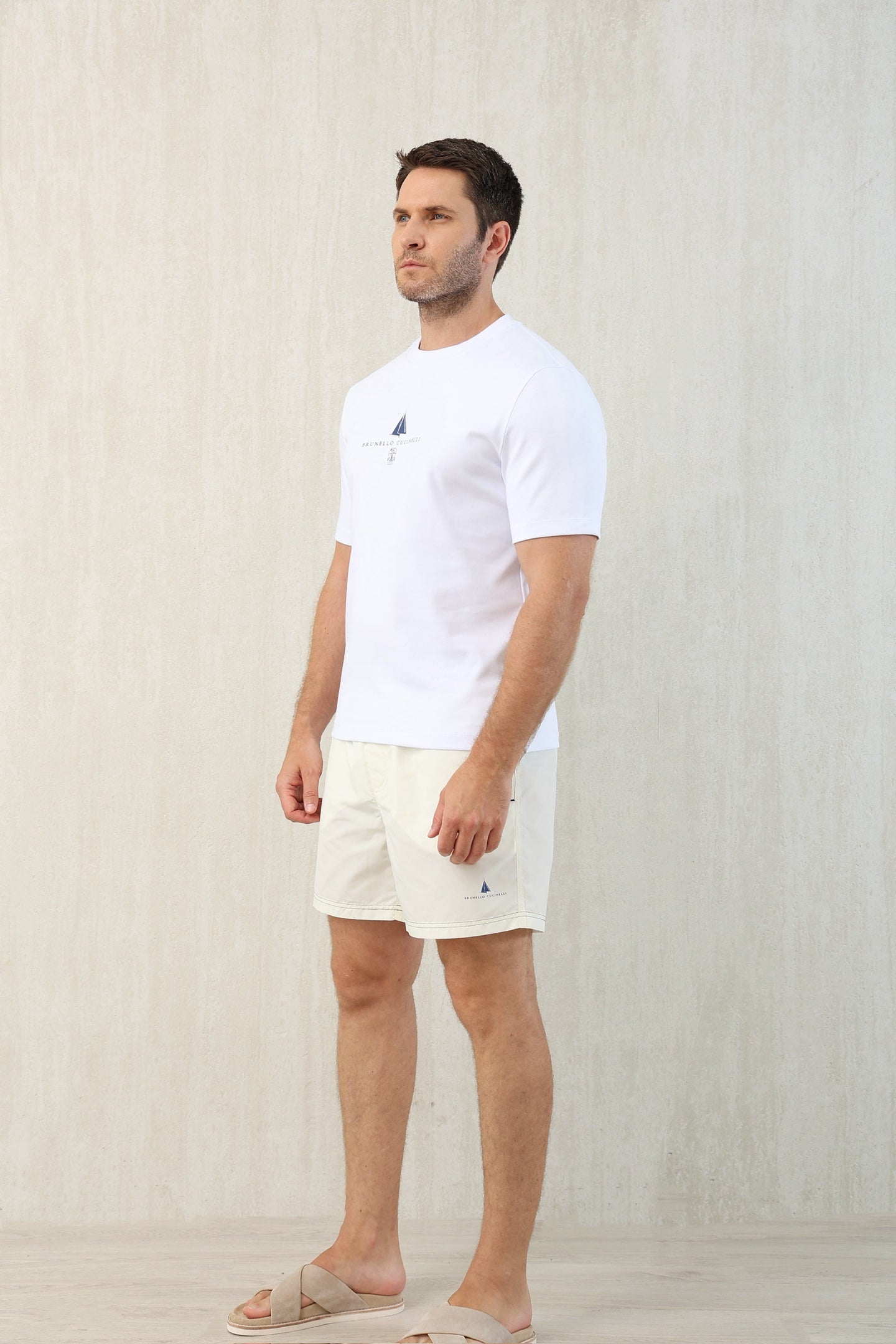 T-shirt à manches courtes en coton avec logo Brunello Cucinell!