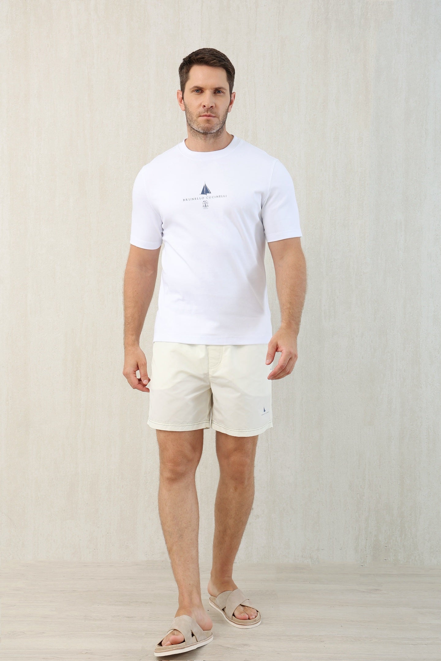 T-shirt à manches courtes en coton avec logo Brunello Cucinell!