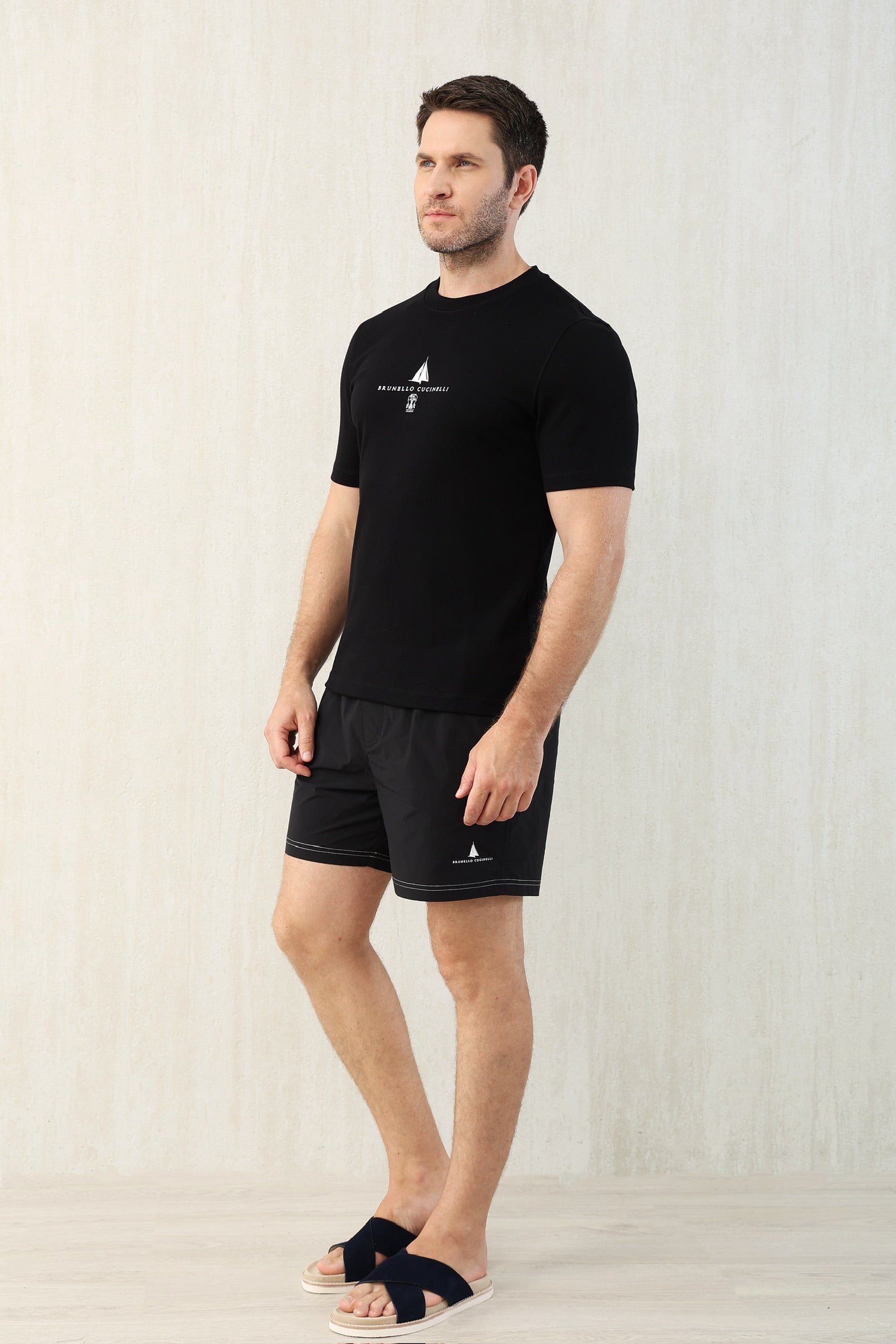 T-shirt à manches courtes en coton avec logo Brunello Cucinell!