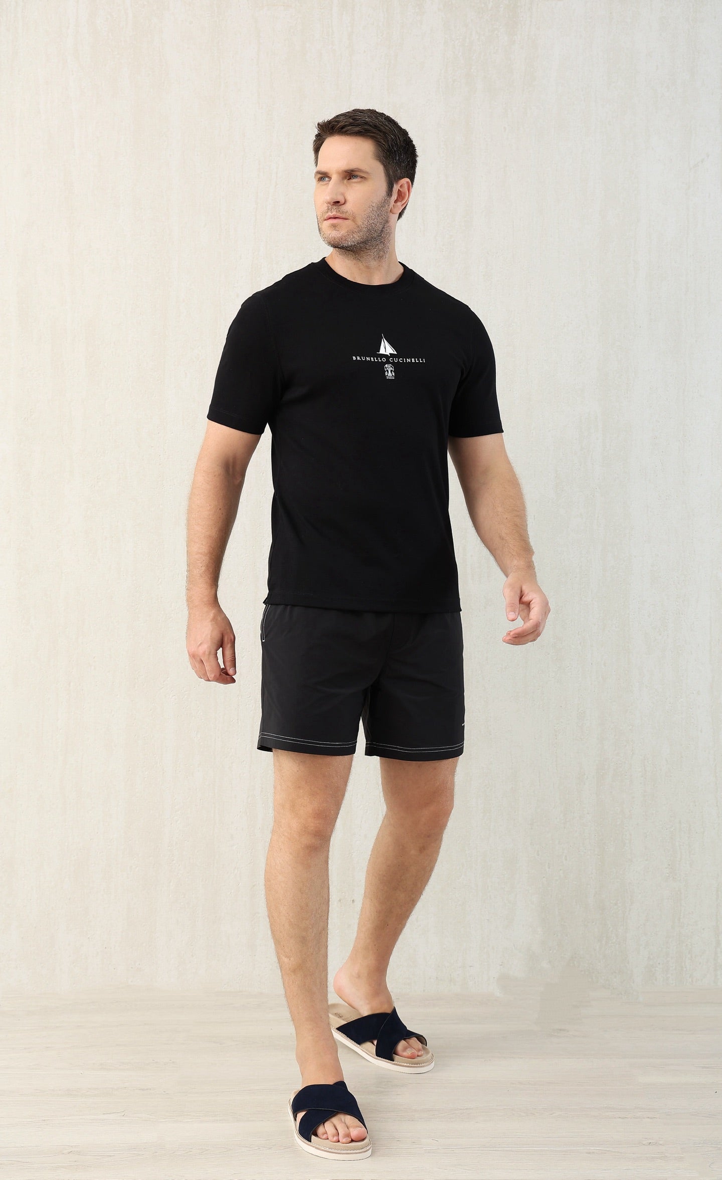 T-shirt à manches courtes en coton avec logo Brunello Cucinell!
