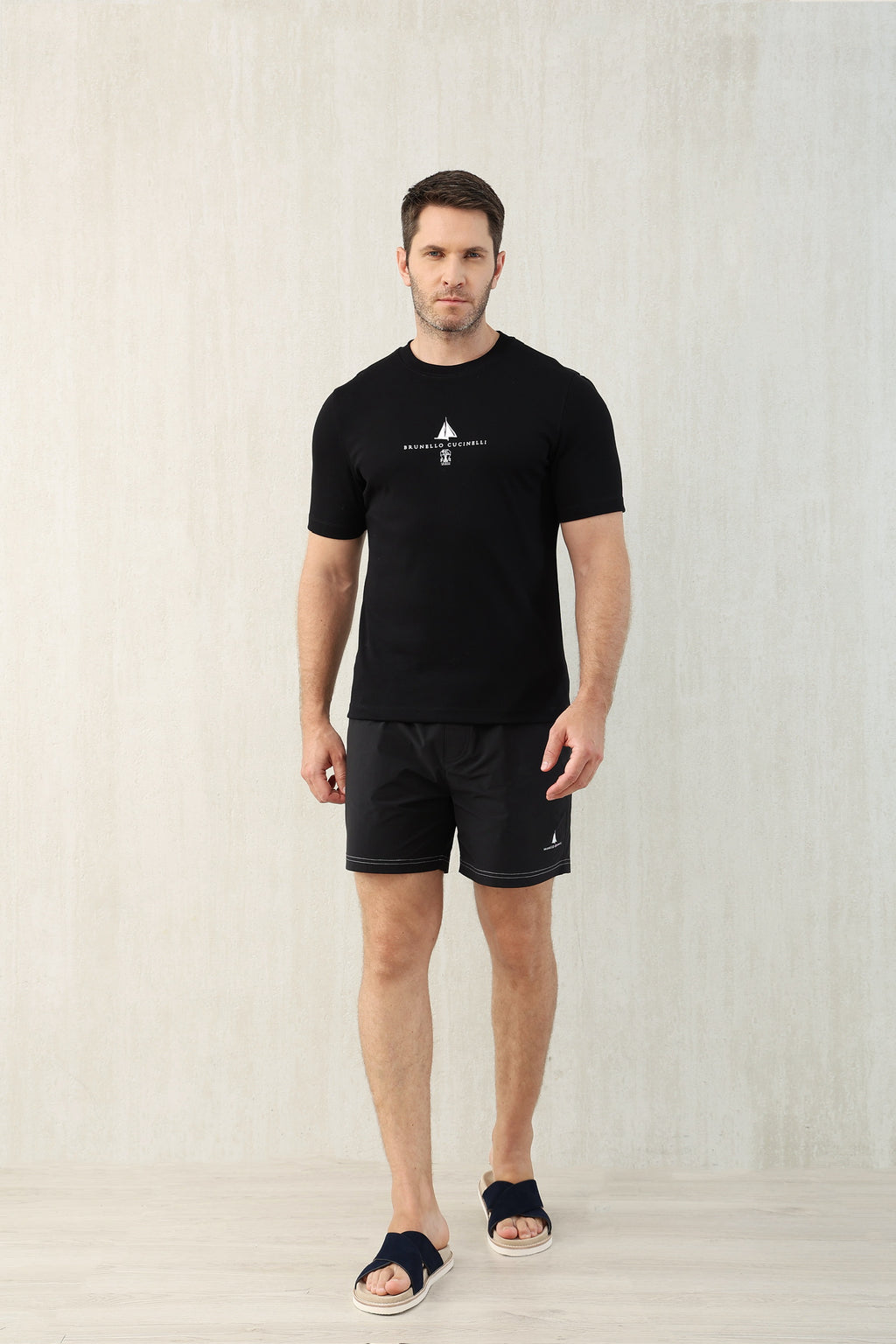 T-shirt à manches courtes en coton avec logo Brunello Cucinell!