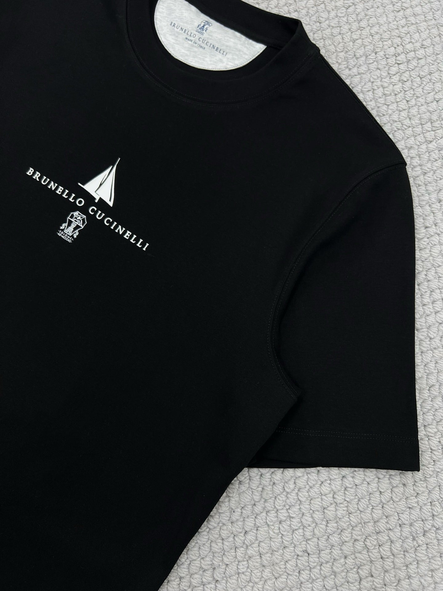 T-shirt à manches courtes en coton avec logo Brunello Cucinell!