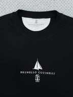 T-shirt à manches courtes en coton avec logo Brunello Cucinell!