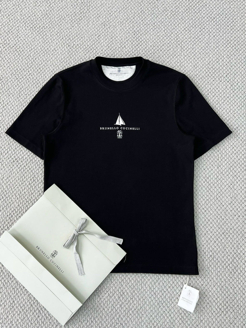 T-shirt à manches courtes en coton avec logo Brunello Cucinell!