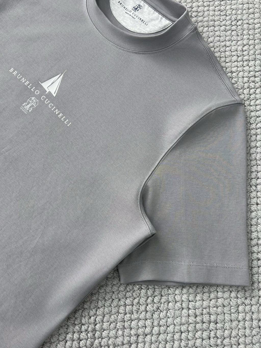T-shirt à manches courtes en coton avec logo Brunello Cucinell!