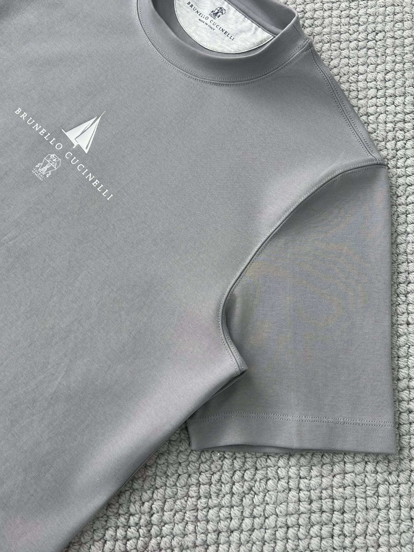 T-shirt à manches courtes en coton avec logo Brunello Cucinell!