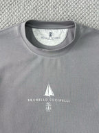 T-shirt à manches courtes en coton avec logo Brunello Cucinell!