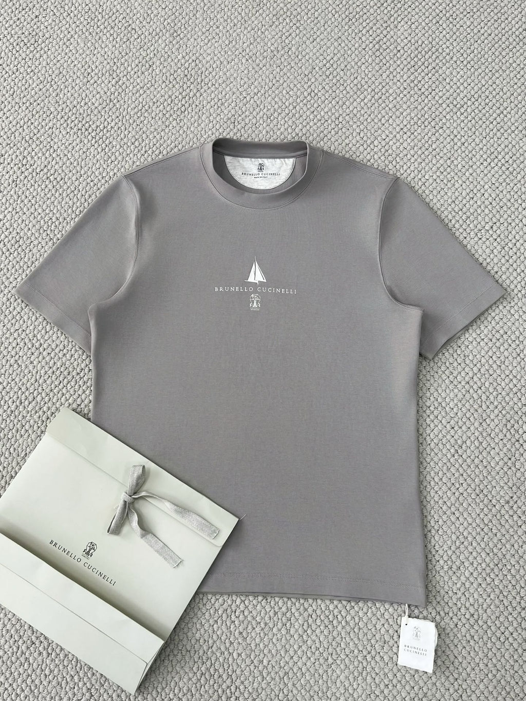 T-shirt à manches courtes en coton avec logo Brunello Cucinell!