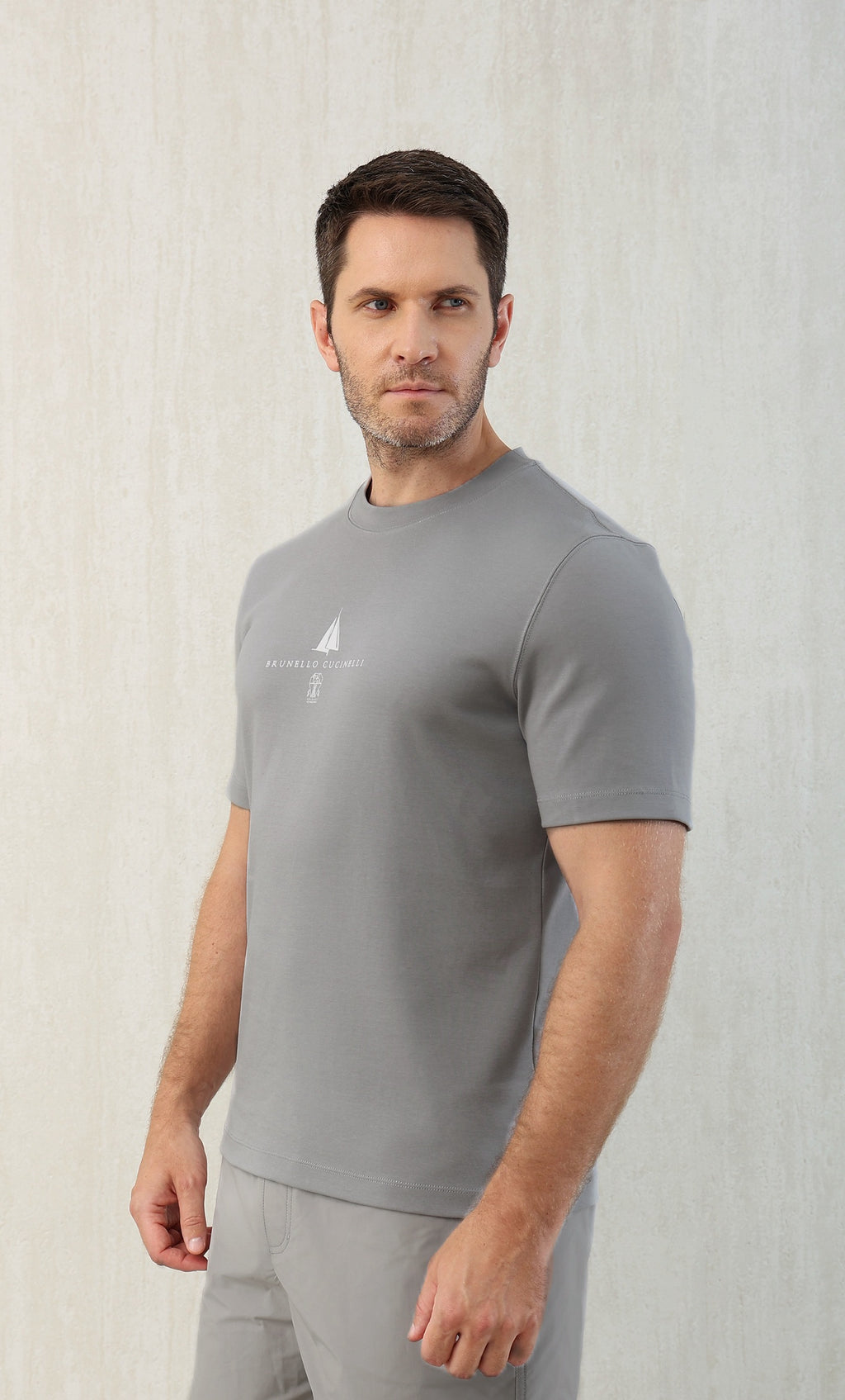 T-shirt à manches courtes en coton avec logo Brunello Cucinell!