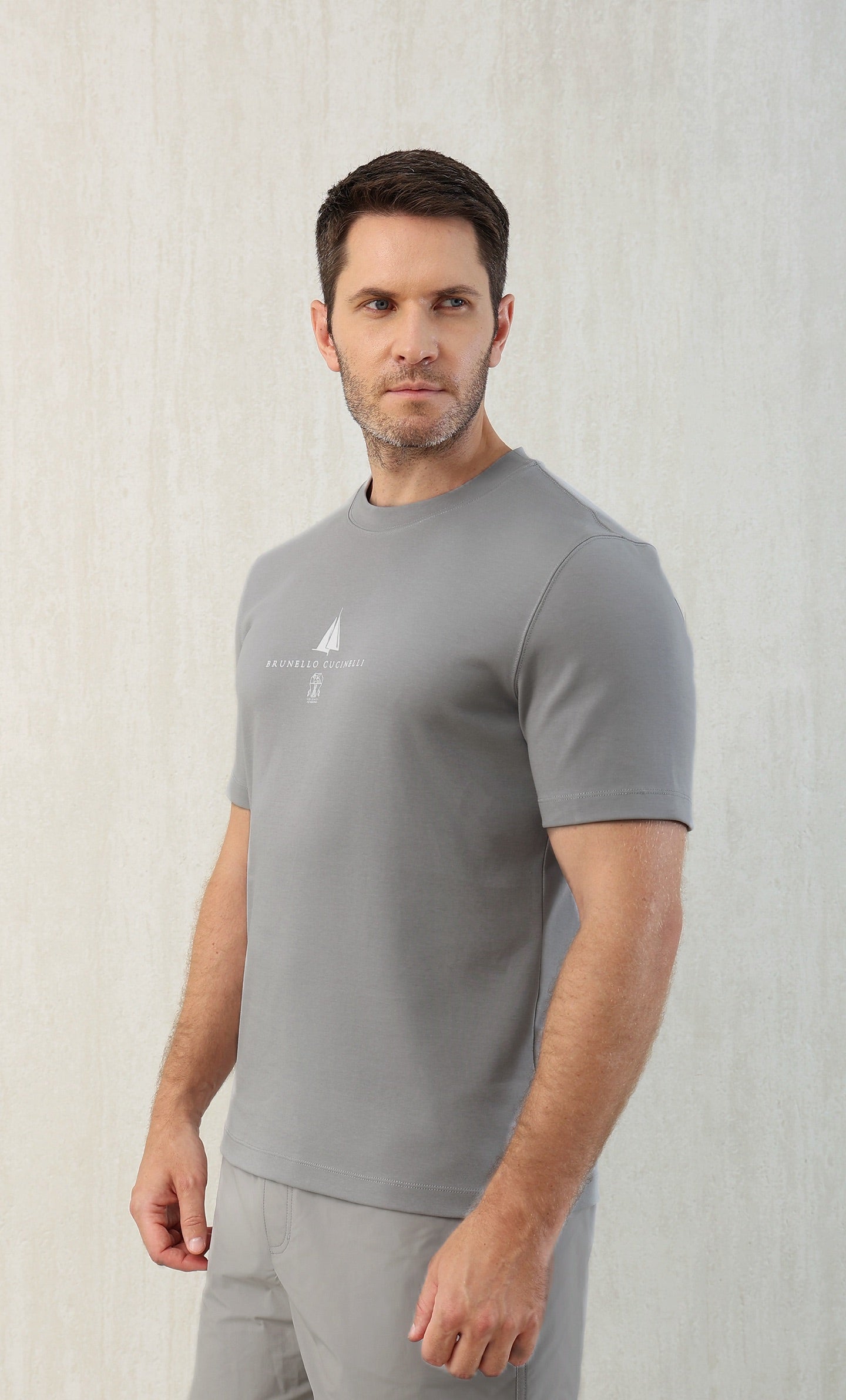 T-shirt à manches courtes en coton avec logo Brunello Cucinell!