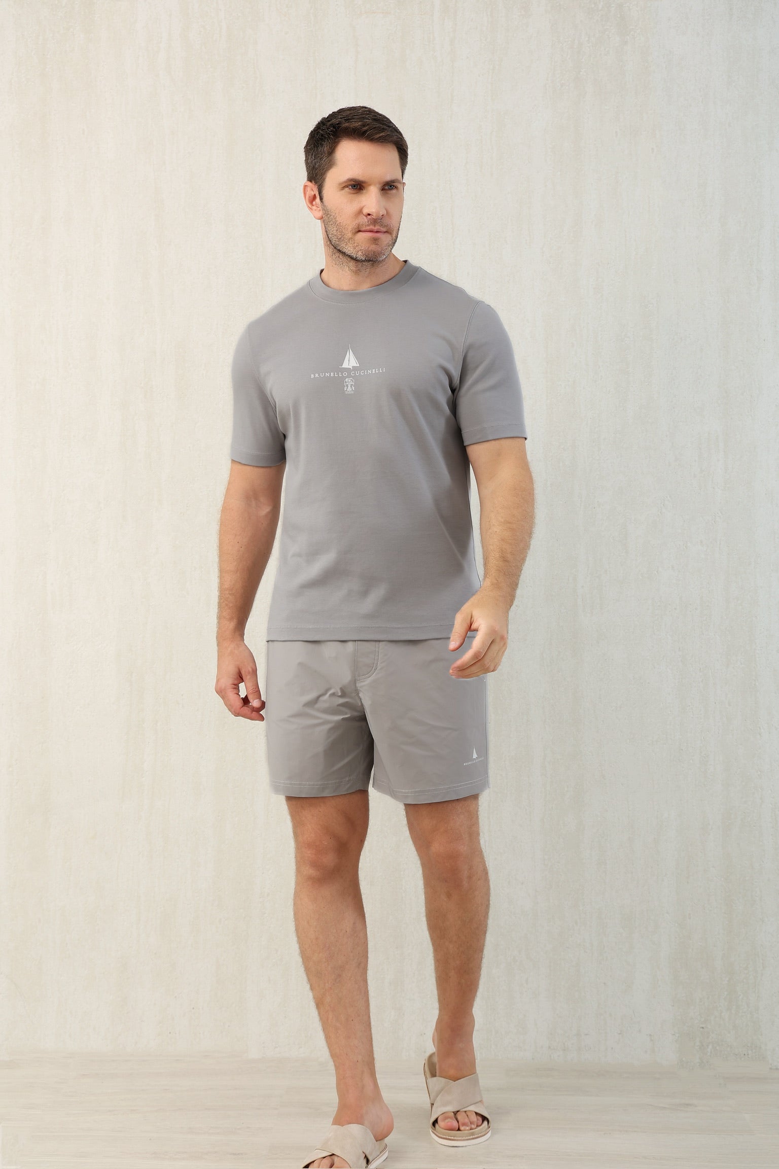 T-shirt à manches courtes en coton avec logo Brunello Cucinell!