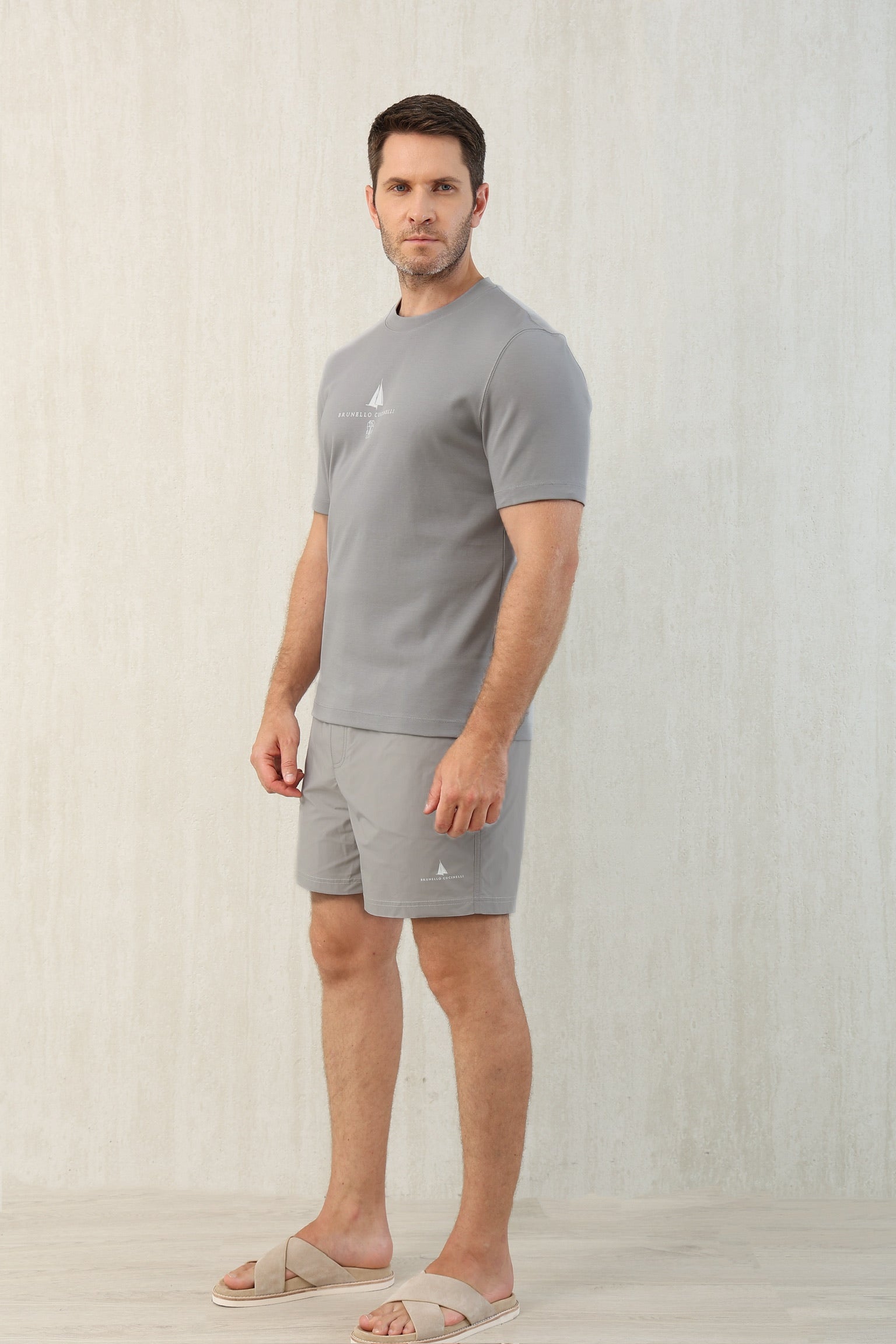 T-shirt à manches courtes en coton avec logo Brunello Cucinell!