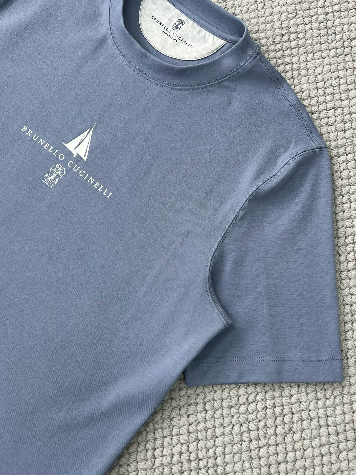 T-shirt à manches courtes en coton avec logo Brunello Cucinell!