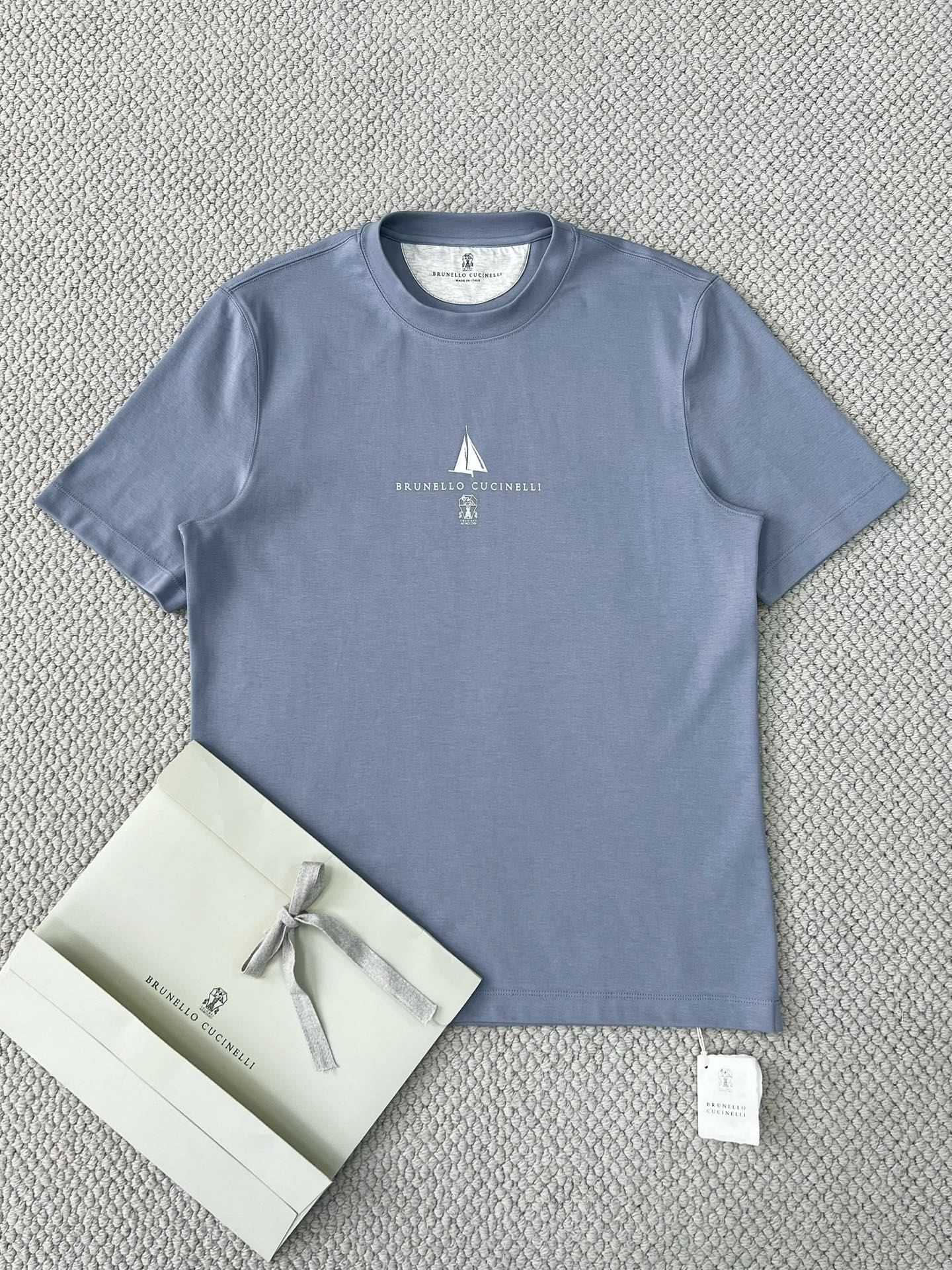 T-shirt à manches courtes en coton avec logo Brunello Cucinell!