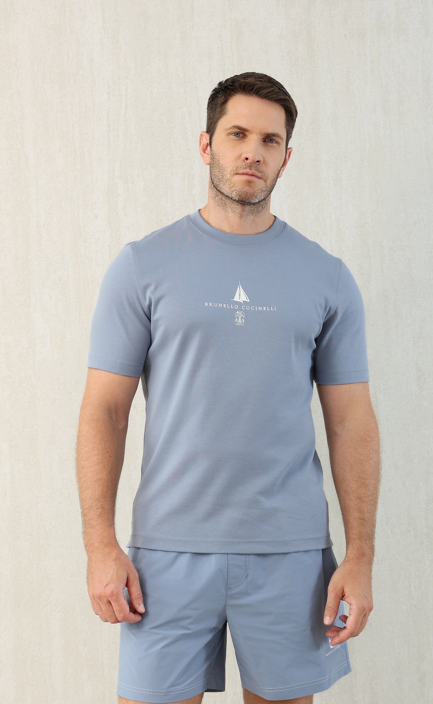 T-shirt à manches courtes en coton avec logo Brunello Cucinell!
