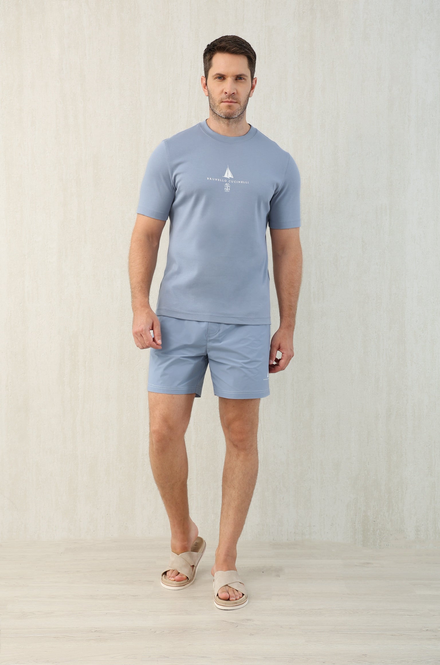 T-shirt à manches courtes en coton avec logo Brunello Cucinell!