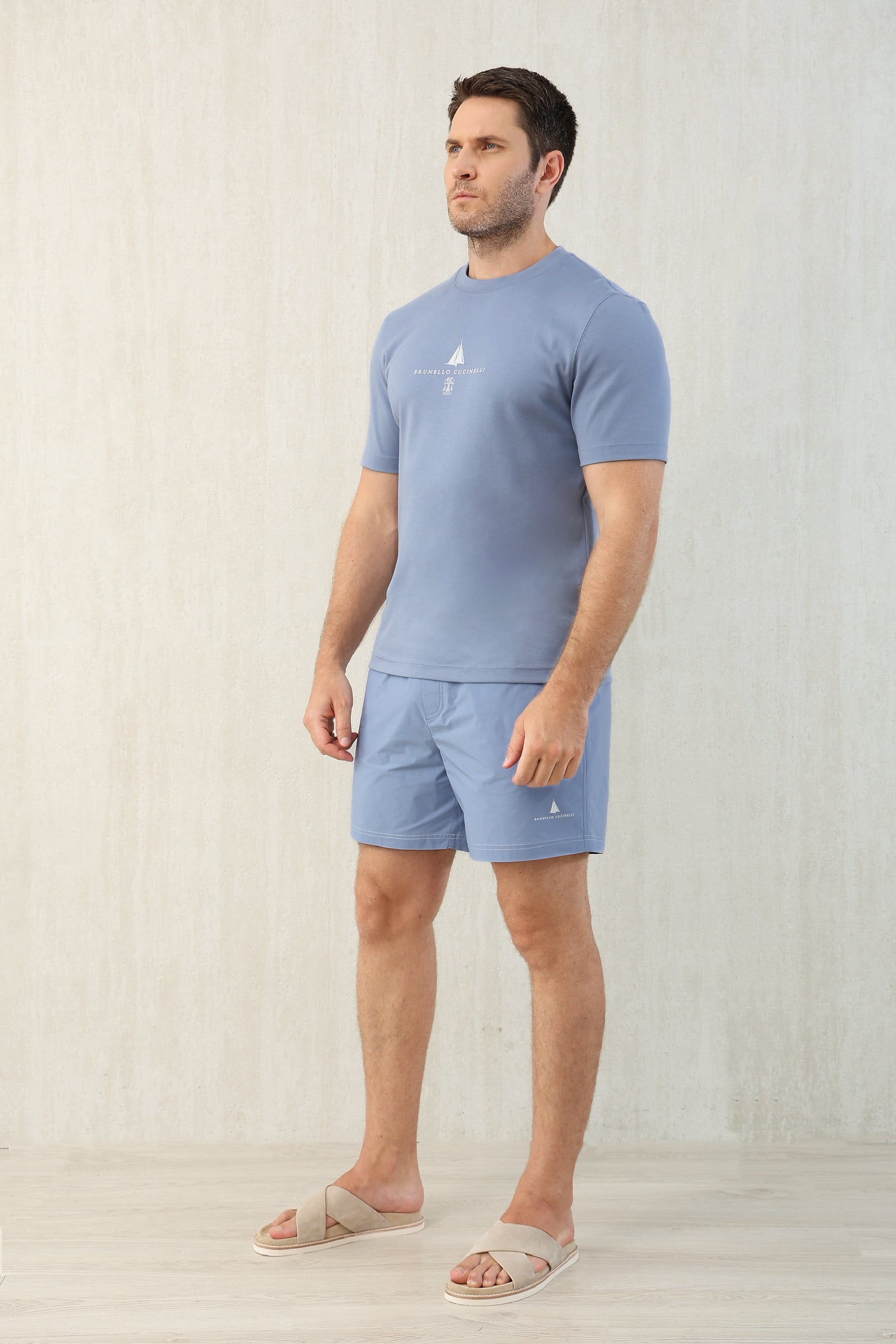 T-shirt à manches courtes en coton avec logo Brunello Cucinell!