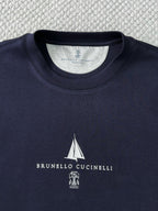 T-shirt à manches courtes en coton avec logo Brunello Cucinell!
