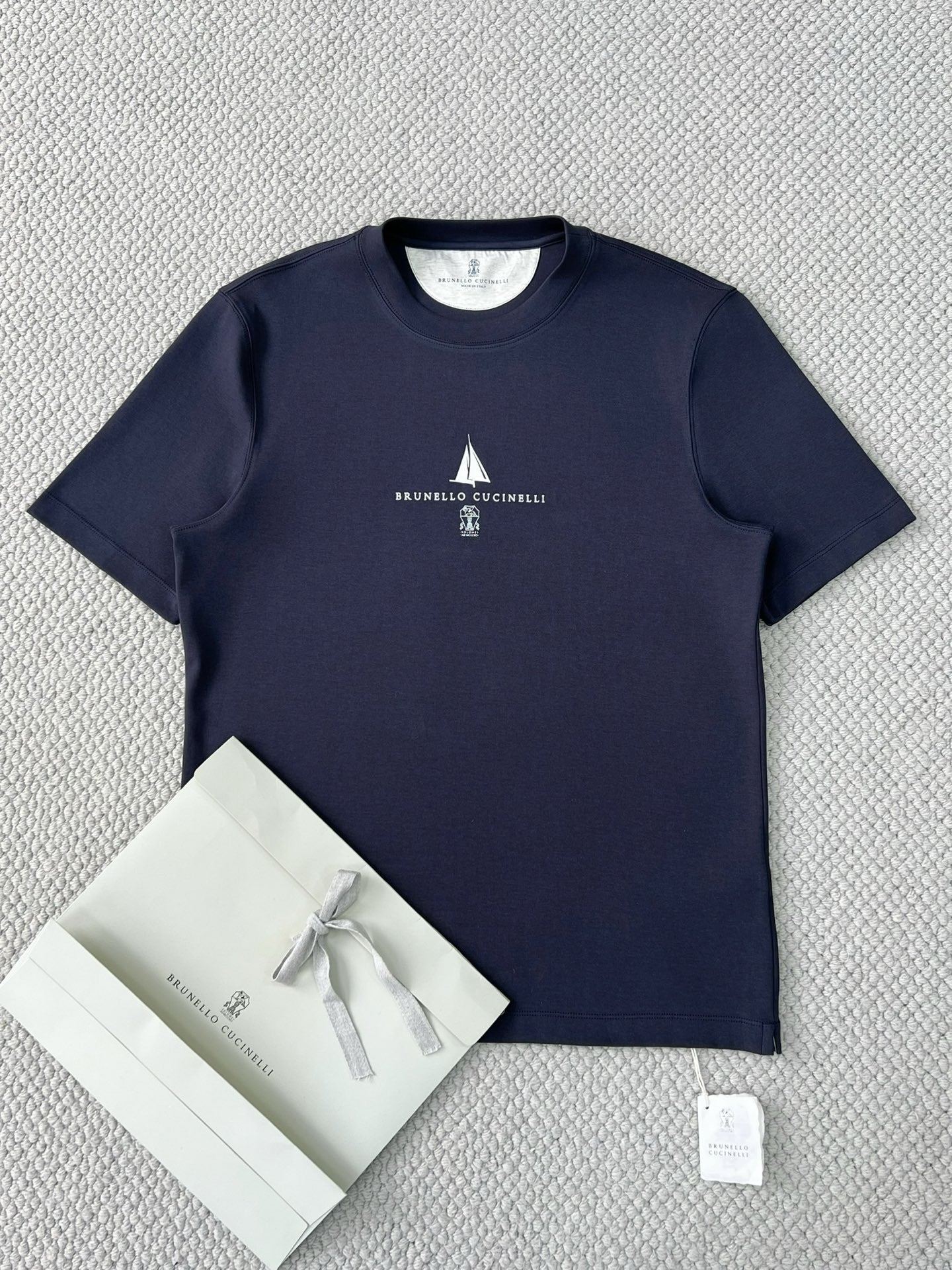 T-shirt à manches courtes en coton avec logo Brunello Cucinell!