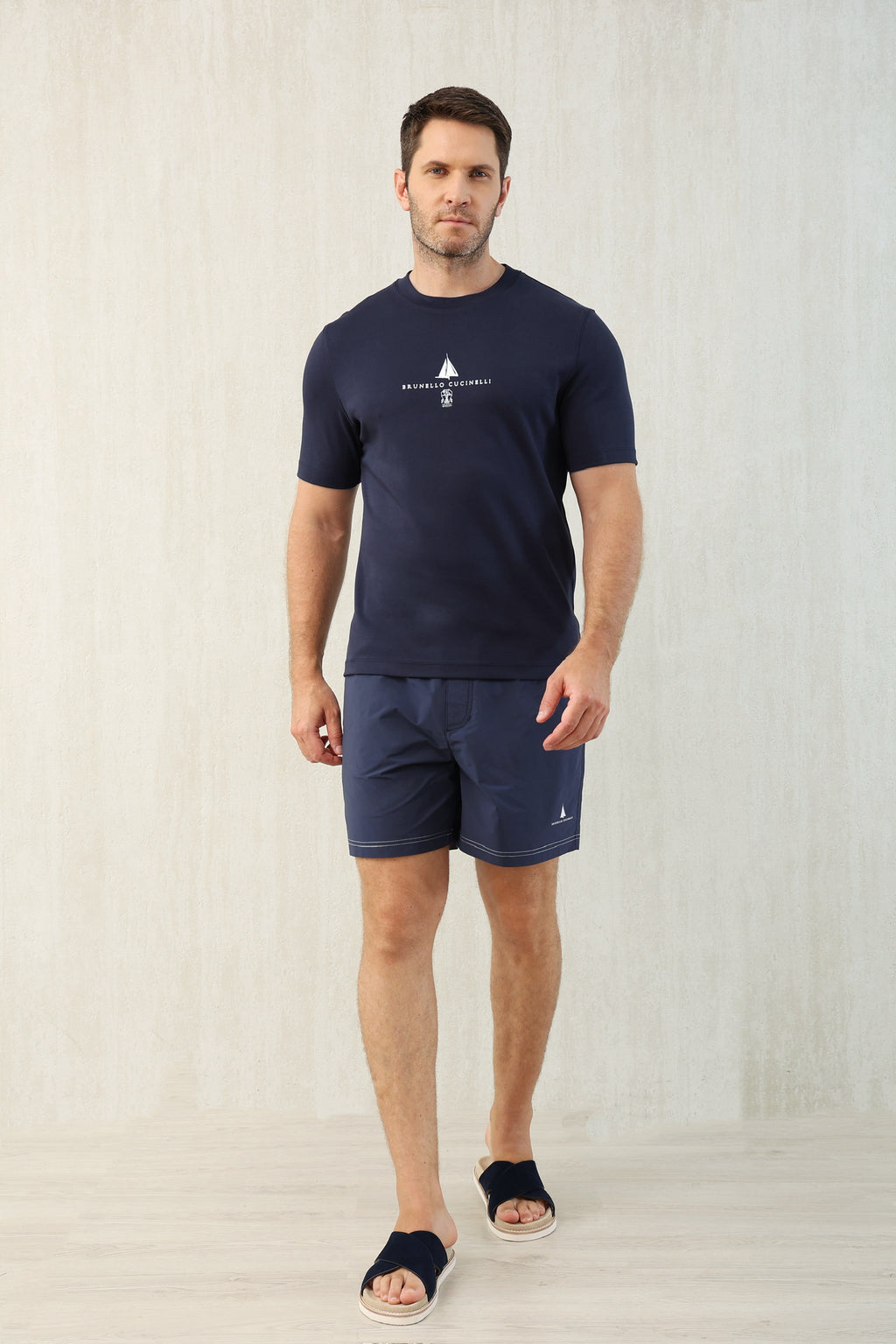 T-shirt à manches courtes en coton avec logo Brunello Cucinell!