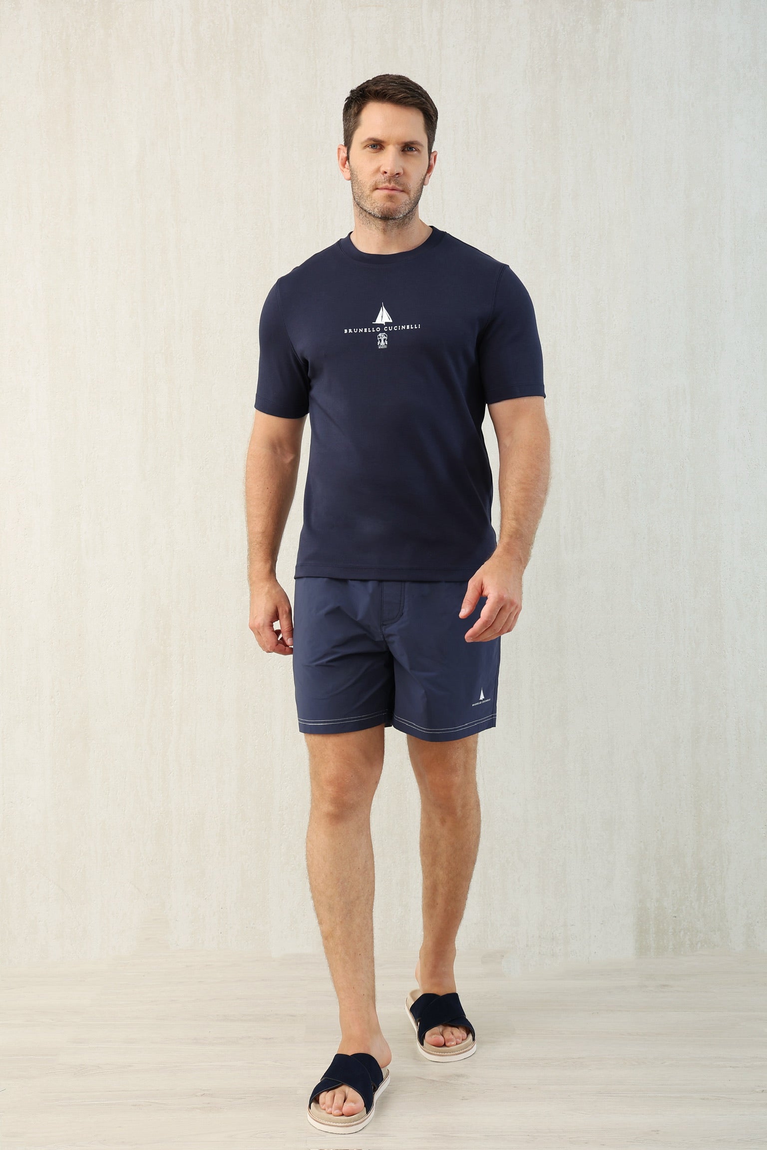 T-shirt à manches courtes en coton avec logo Brunello Cucinell!