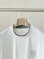 T-shirt ras du cou avec plaque logo Brunello Cucinell!