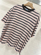 Prad! Striped short-sleeved crew-neck T-shirt