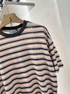 Prad! Striped short-sleeved crew-neck T-shirt