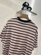 Prad! Striped short-sleeved crew-neck T-shirt