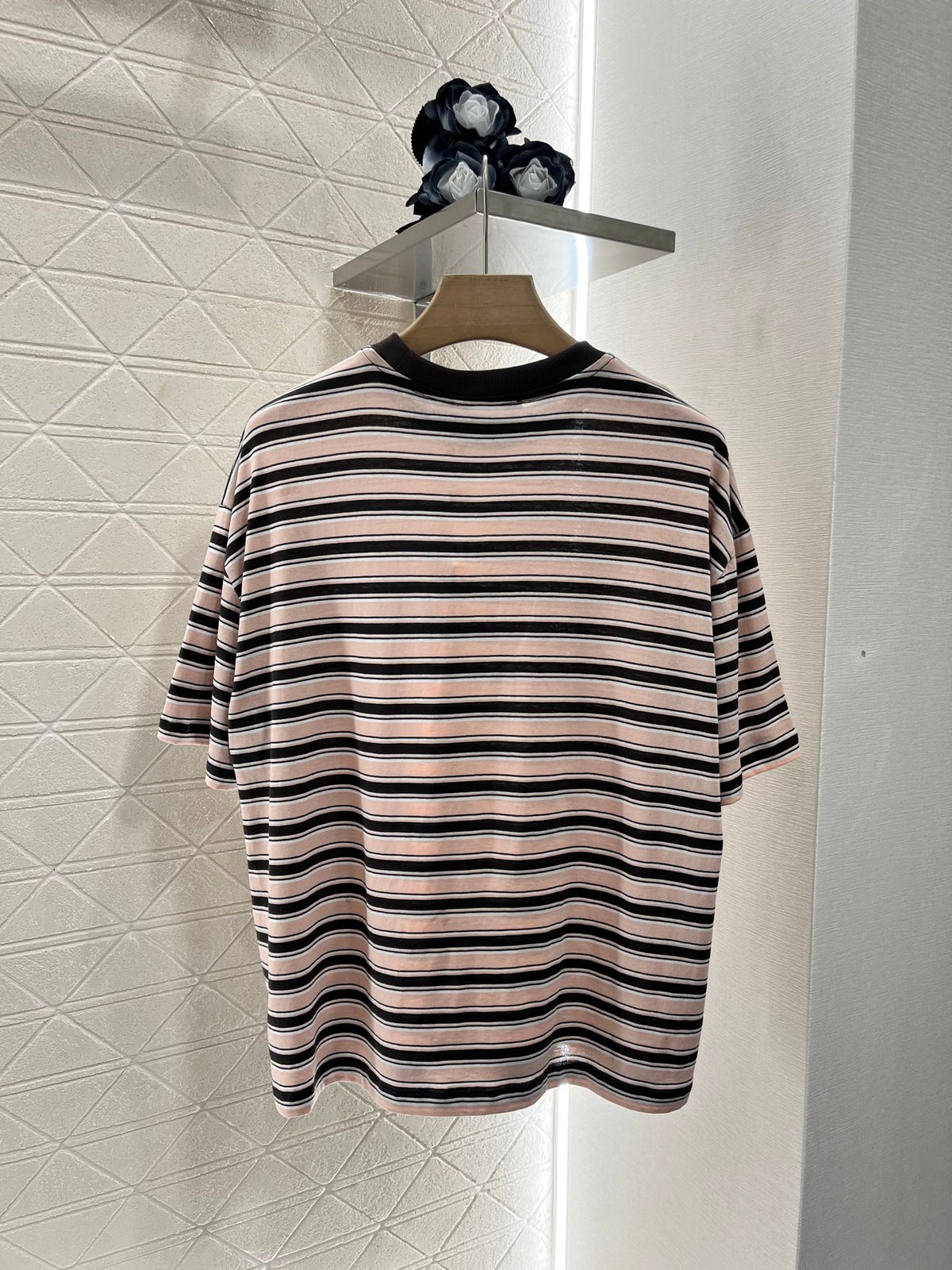 Prad! Striped short-sleeved crew-neck T-shirt