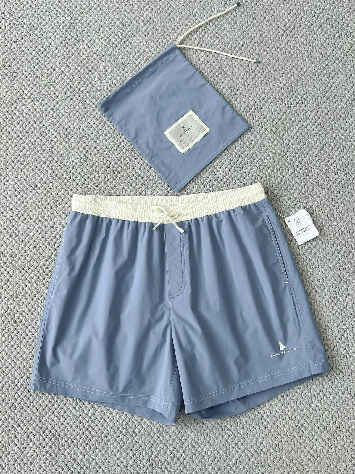 Brunello Cucinel! Straight-Leg Mid-Length Logo-Print Swim Short